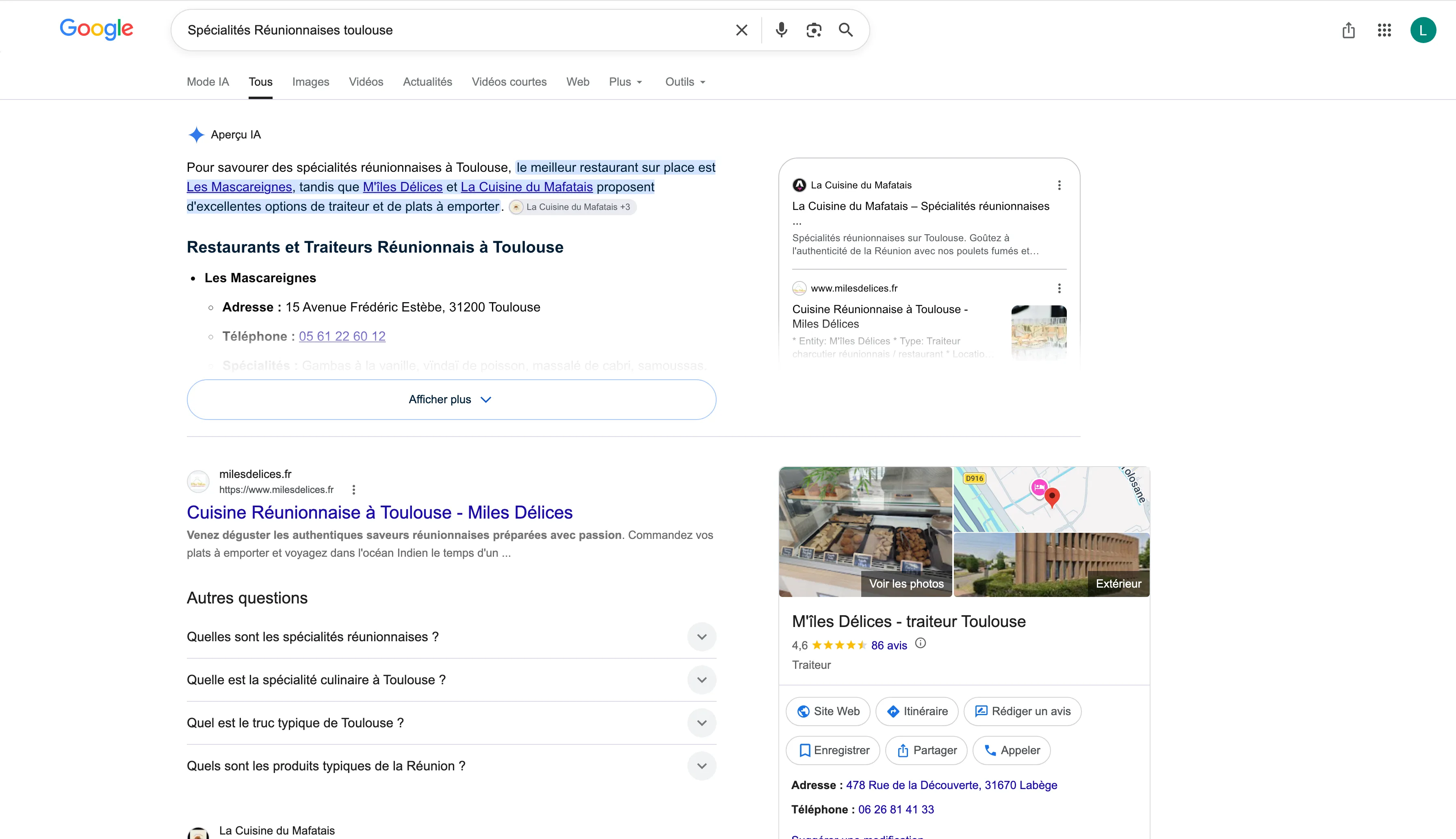 Section des mentions légales et crédits du site